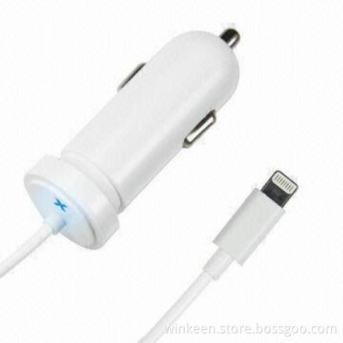 In-car USB adapter with 5-10W output for lightning Apple devices charging function by 2-hour burning
